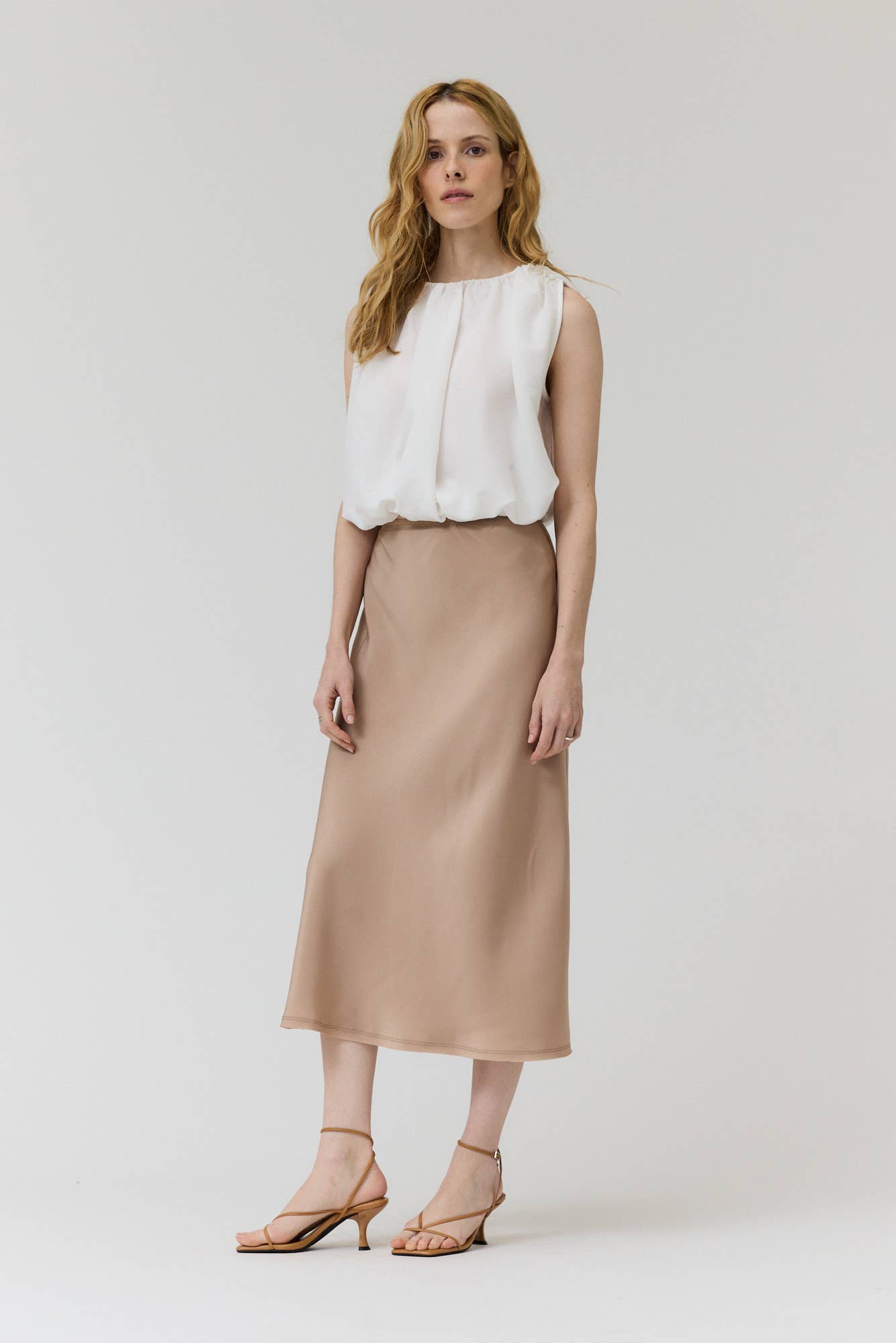 Grade & Gather - 50685 - SATIN MERMAID FIT SKIRT: BLUE DUSK / Contemporary / SMALL