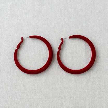 paperln - Red Velvet Geometric Circle Earrings