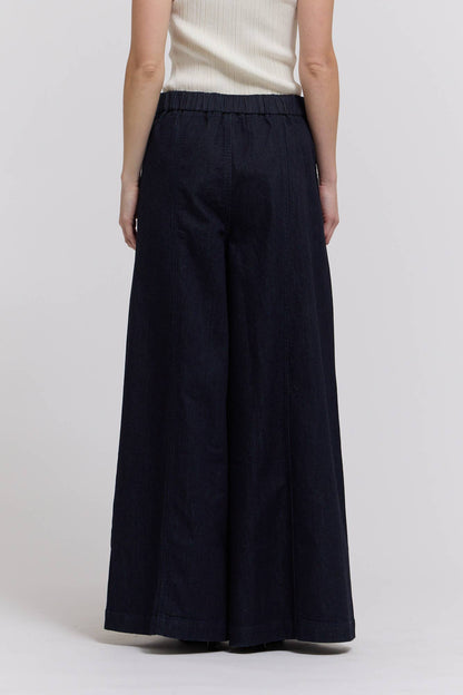 Grade & Gather - 50906BD - DENIM PANEL MAXI SKIRT: DEEP INDIGO / Contemporary / SMALL