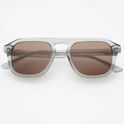 FREYRS Eyewear - Addison Acetate Unisex Aviator Sunglasses : Crystal Gray / Brown