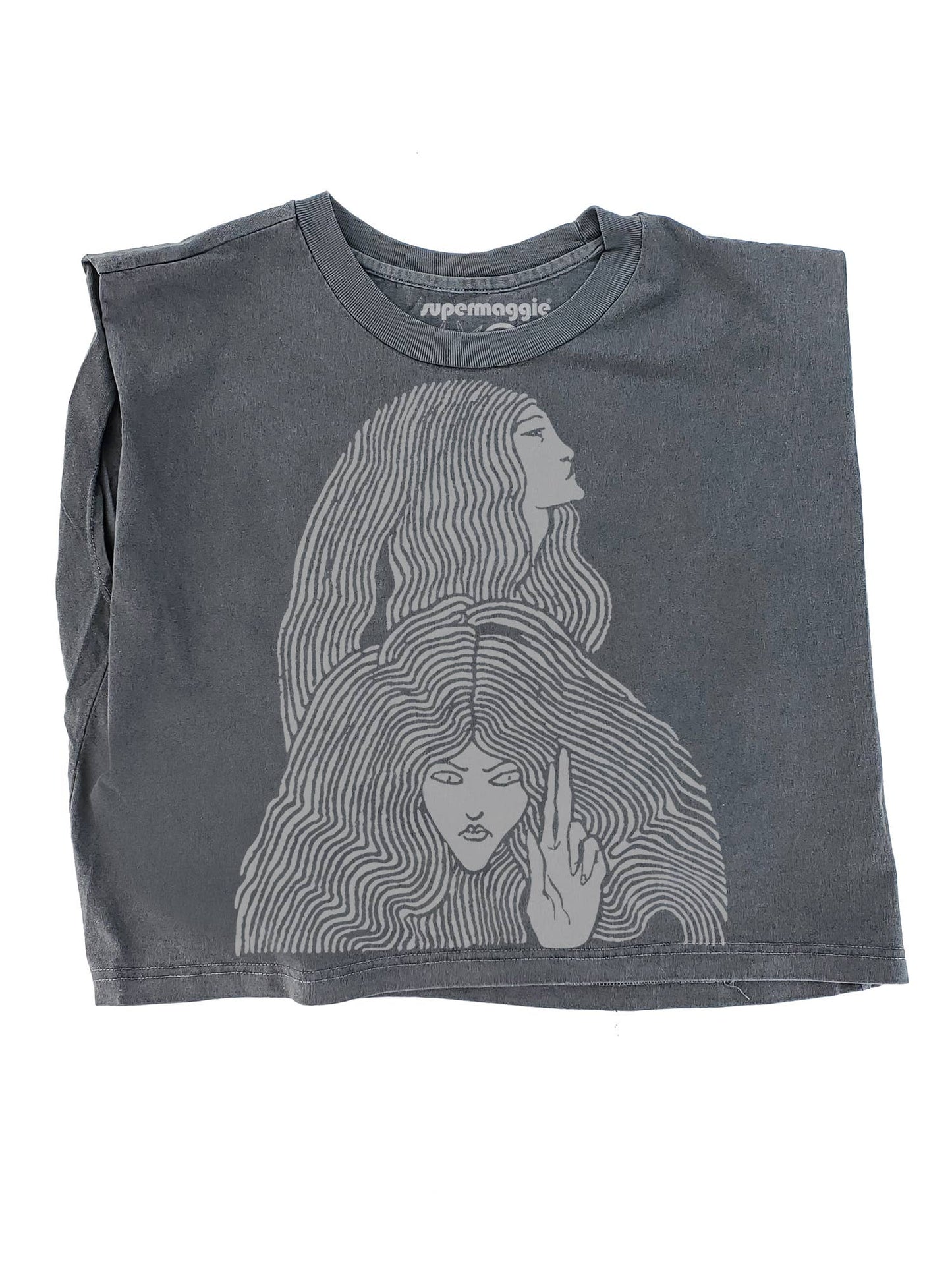 Supermaggie @ Faire - Witches Maisie Heavyweight Muscle Tee: Off Black / Xl
