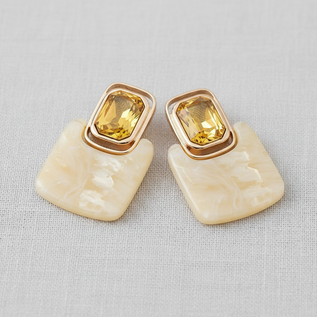 paperln - Resin Rhinestone Square Stud Earrings