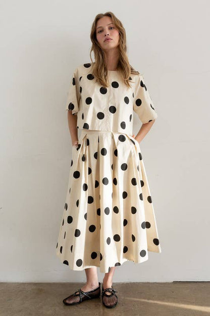 Heyson - JOT1116 Polka Dot Back-Tie Top: CREAM / L