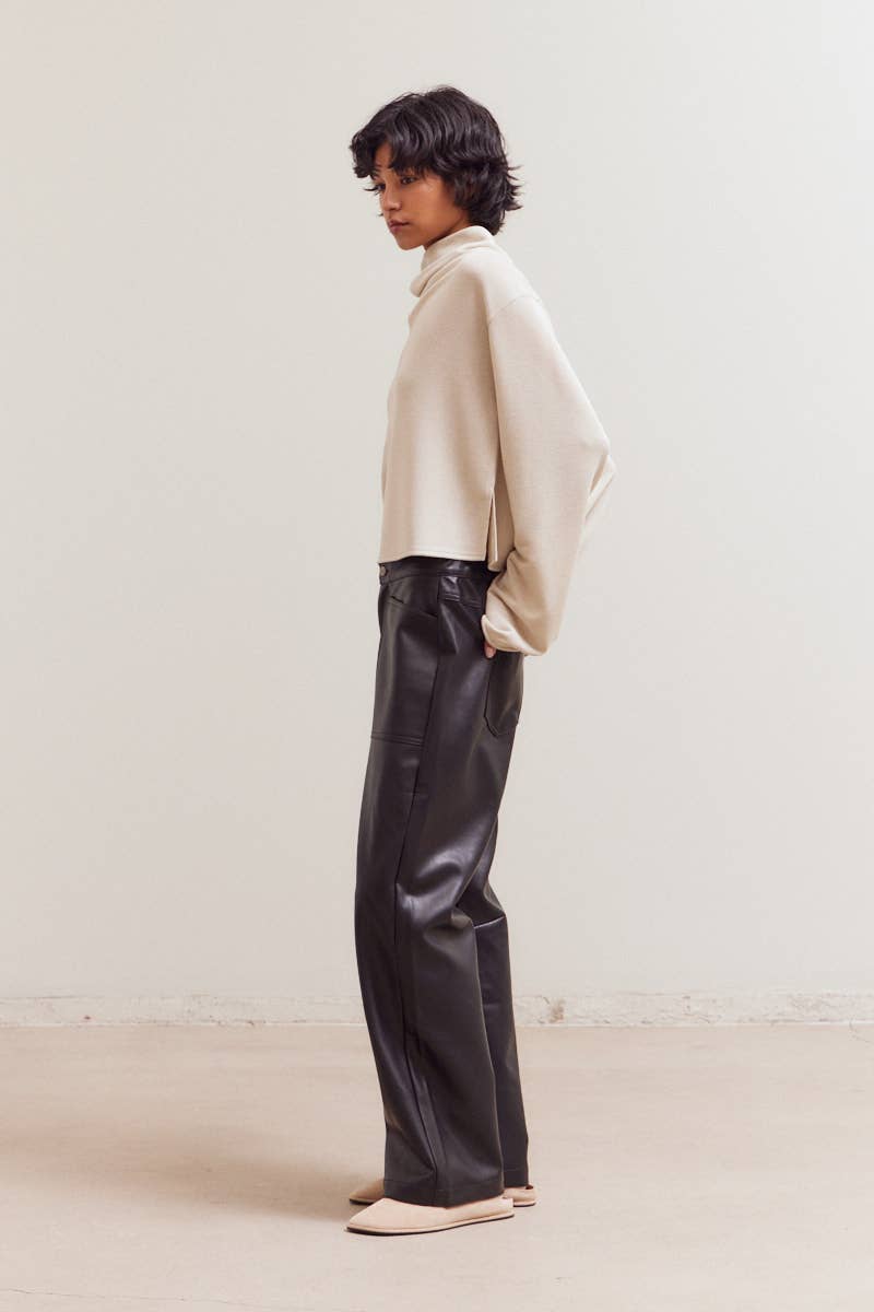 Grade & Gather - 42082 - COWL NECK LOOSE FIT TOP: TAPENADE / Contemporary / MEDIUM