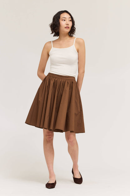 Grade & Gather - 50961 - ROUND CUT MAXI VOLUME SKIRT: TOBACCO / Contemporary / LARGE