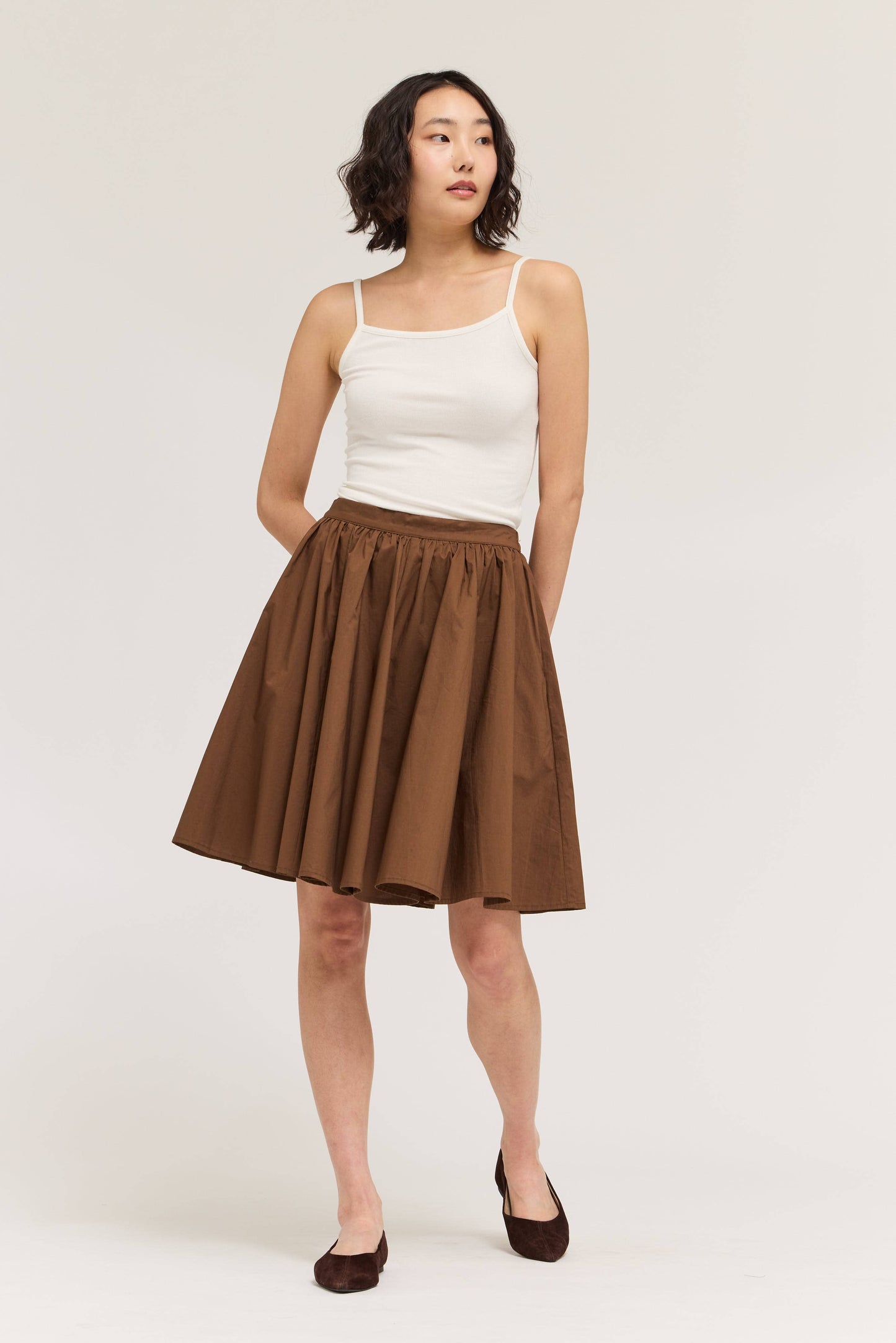 Grade & Gather - 50961 - ROUND CUT MAXI VOLUME SKIRT: TOBACCO / Contemporary / SMALL