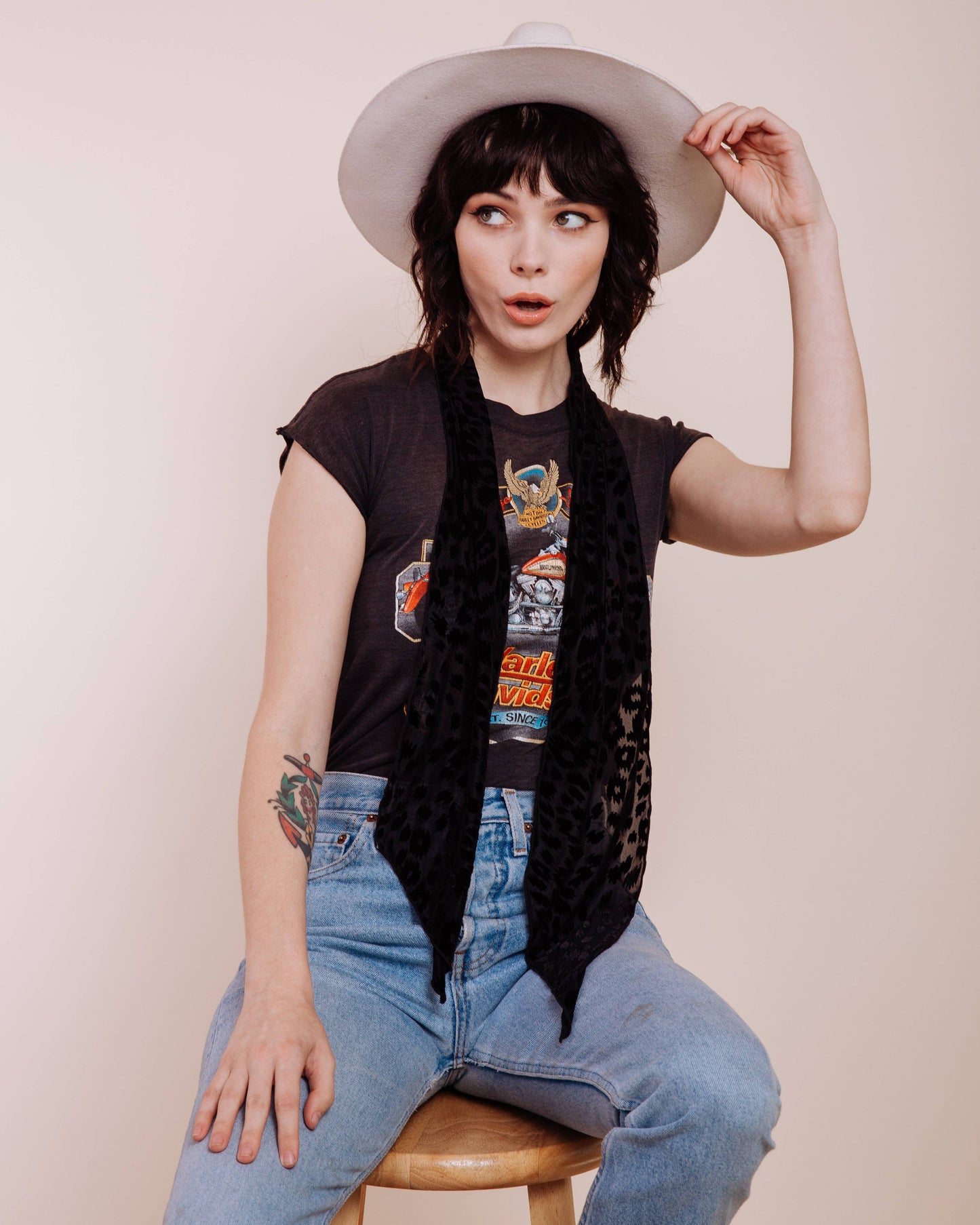 I'm With The Band - Foxey Lady Black Long Skinny Scarf