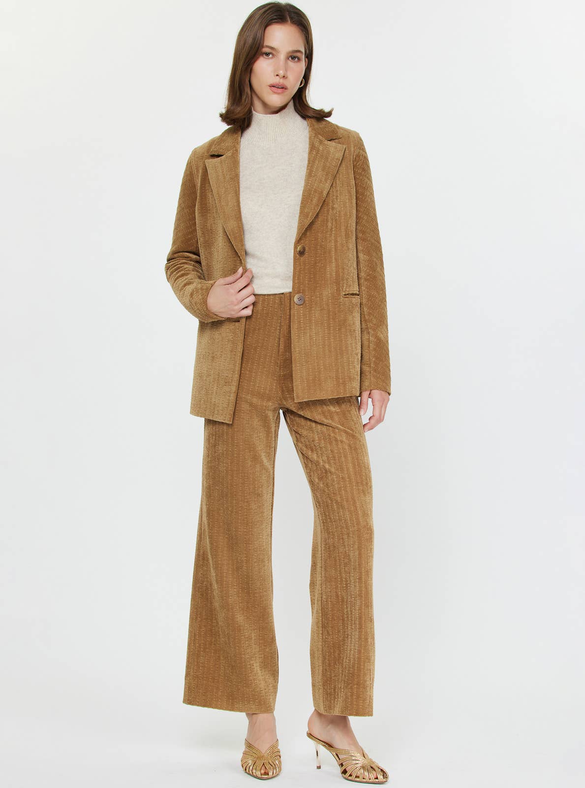 Current Air - CORDUROY SINGLE BREASTED JACKET: Camel / L