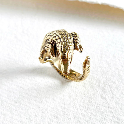 Bisjoux - Brass alligator animal ring crocodile nature jewelry