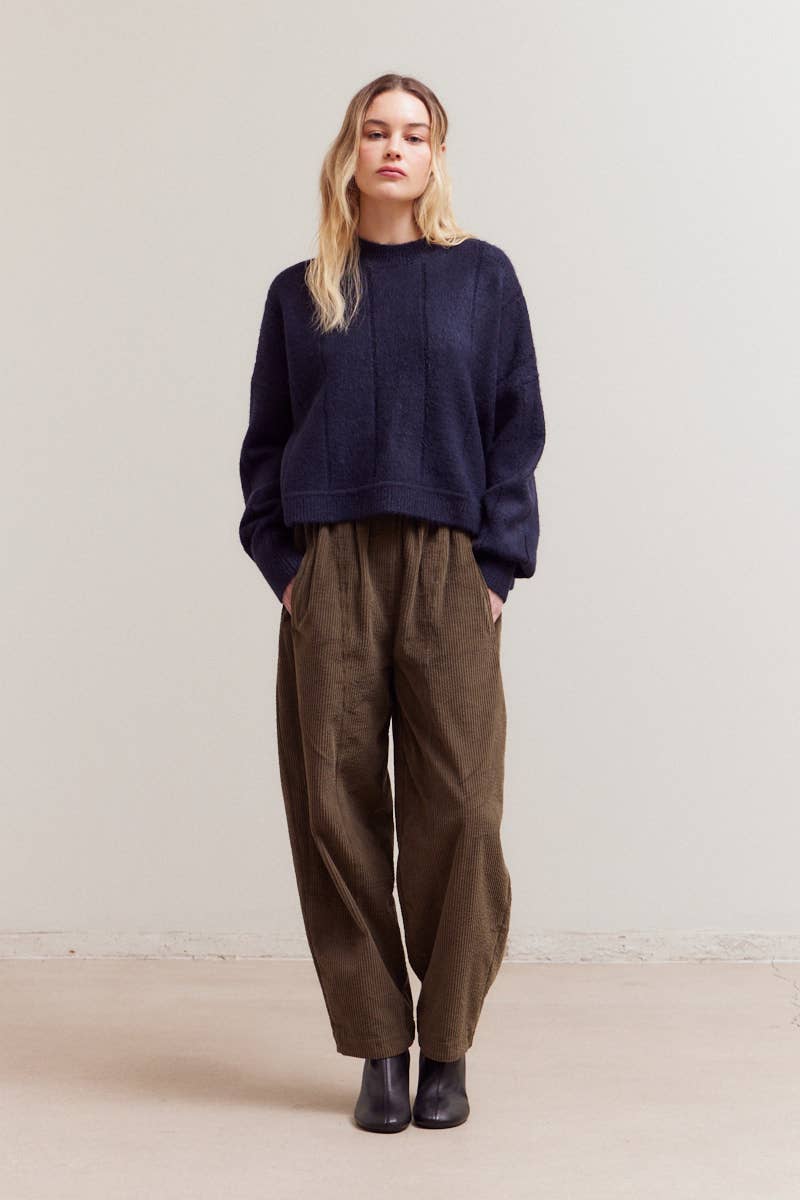 Grade & Gather - 41984 - TEXTURE GRID KNIT: MIDNIGHT / Contemporary / LARGE