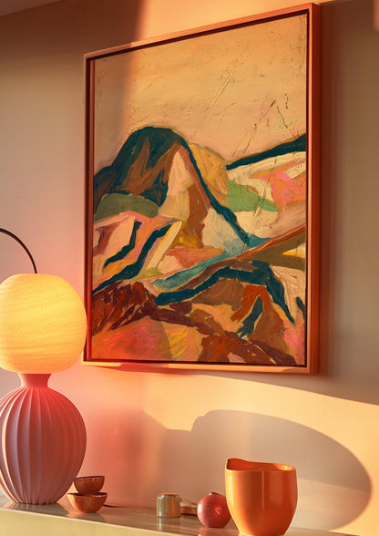 El Baker Art - Jewel Tones Mountain Southwest Abstract Art Print: Unframed, Giclee Paper Print Only / 11×14