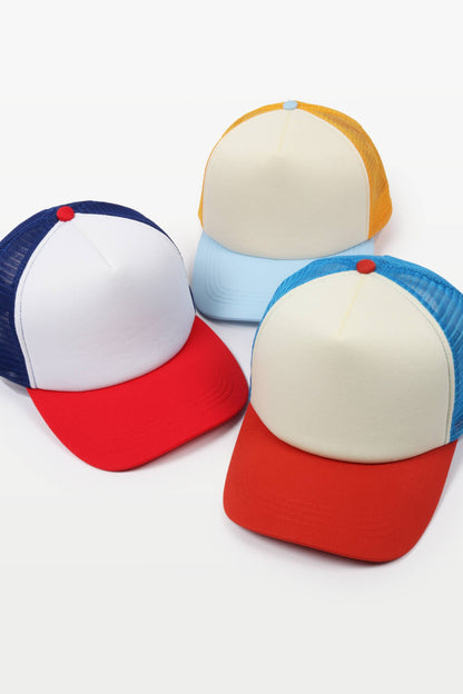 David And Young - FWCAPM4281 - 3 Tone Trucker Baseball Cap: White/Red/Blue