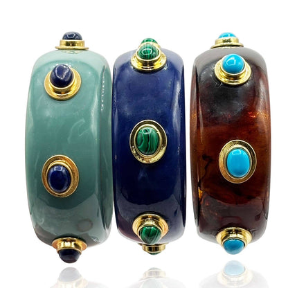 Michael Nash Jewelry - Renee Bangle In Turquoise Resin And Lapis Stones