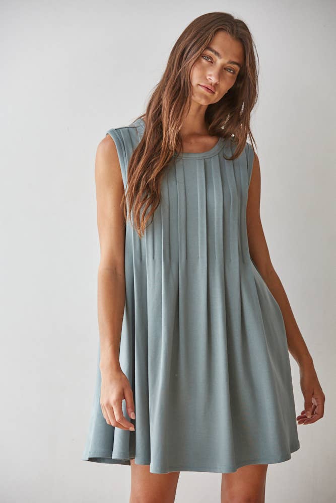 By Together - L10295 | Knit Rayon Spandex Jersey Sleeveless Mini: Sage / S