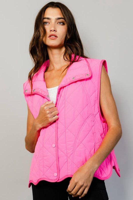 BUCKETLIST - IT2068 Quilted Vest With a down-filled: SAGE / S-M-L (2-2-2)
