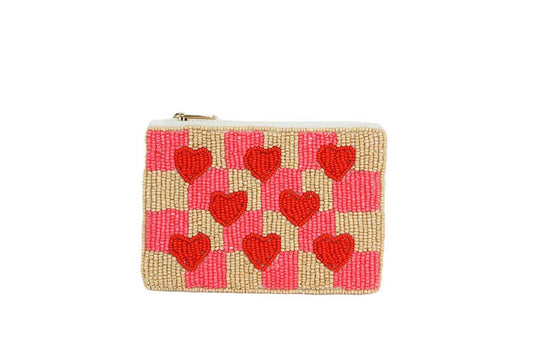 Nima Accessories Inc - Ladies Heart Pattern Fully Beaded Coin Purse