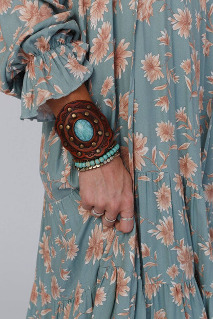 Three Bird Nest - Aegean Boho Leather Cuff Bracelet - Brown: Brown