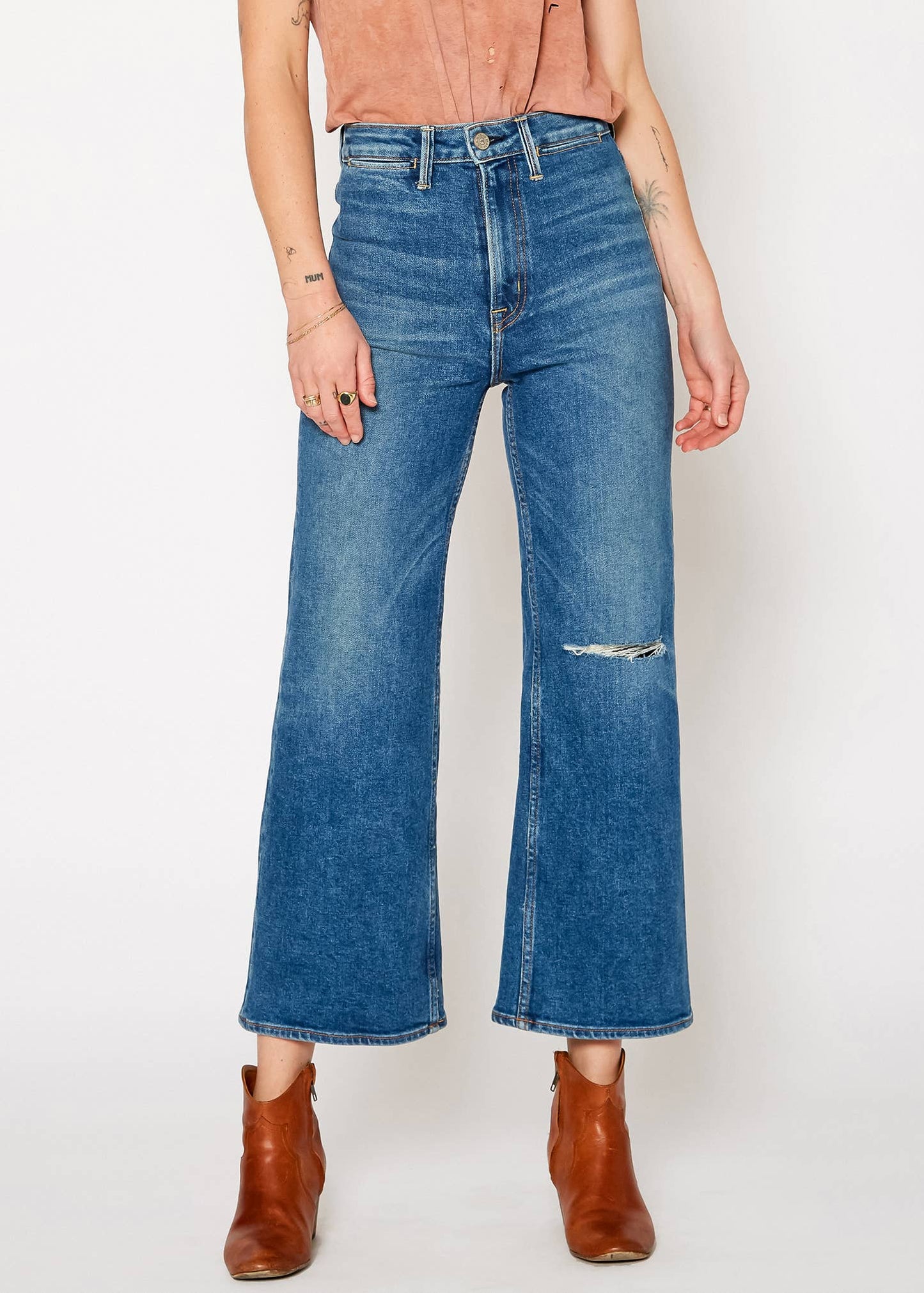 Noend Denim -  Queen High Rise Crop Wide Leg Jeans - Hope Wash: Hope / 27
