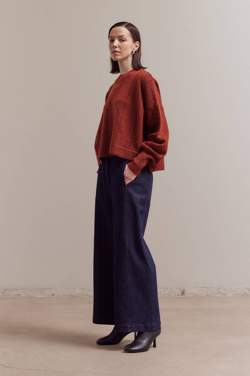 Grade & Gather - 41984 - TEXTURE GRID KNIT: MIDNIGHT / Contemporary / LARGE