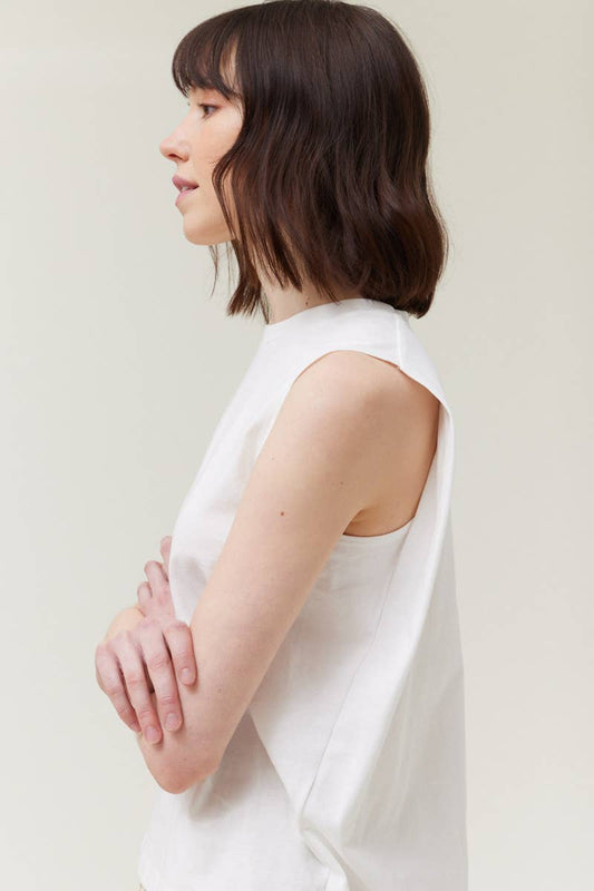 Grade & Gather - 42078 - BACK FOLDED TSHIRT: OFF WHITE / Contemporary / SMALL