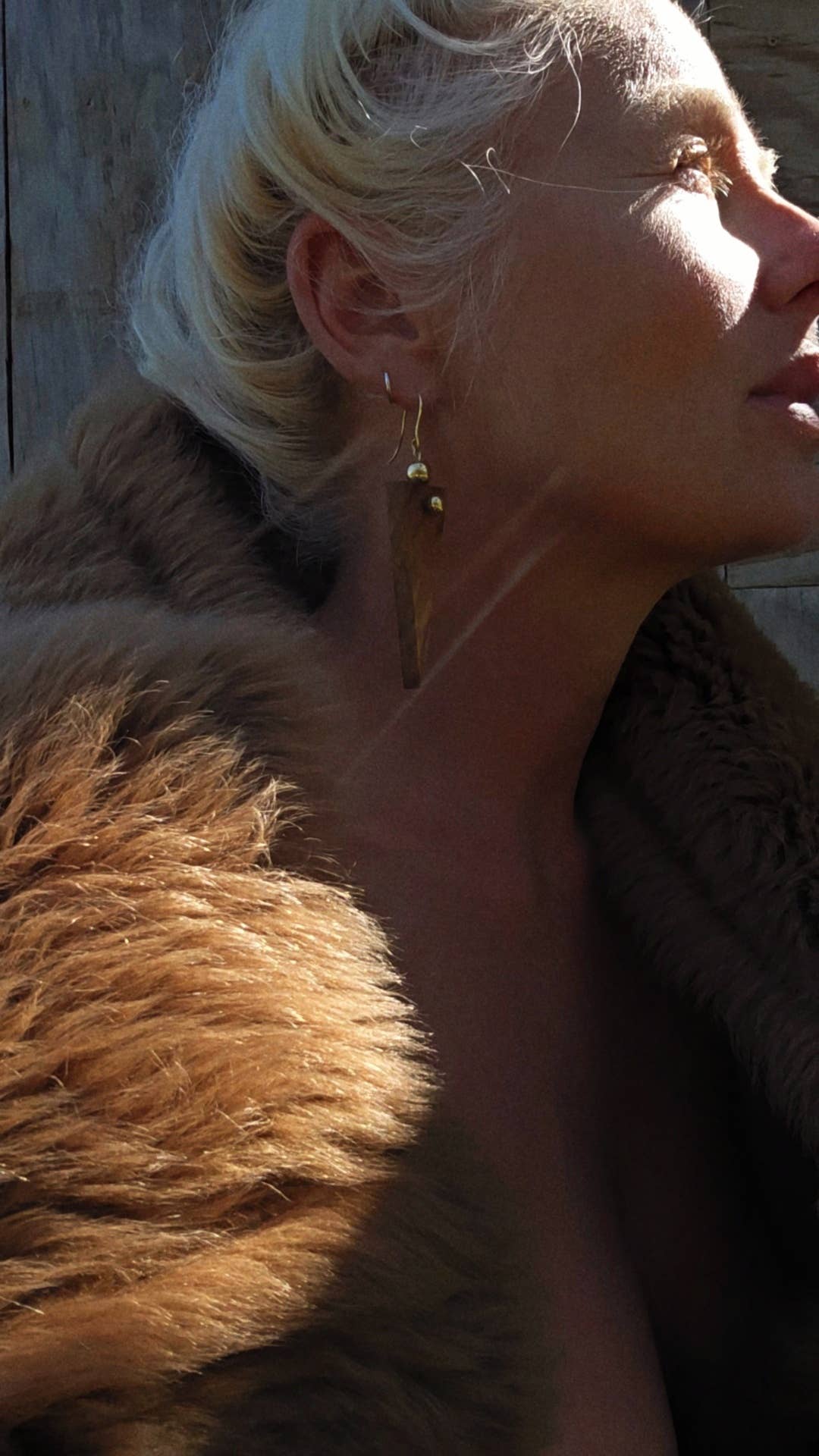 Bisjoux - Brass wood spike sphere earrings handmade exclusive