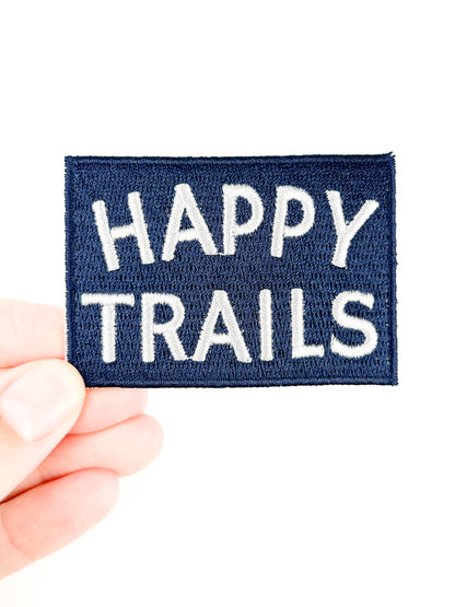 Field Trip Threads - Happy Trails Embroidered Iron-On Patch in Navy & White
