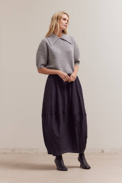 Grade & Gather - 42034 - 3/4 SHORT SLEEVE COLLAR NECK KNIT TOP: CITRON / Contemporary / LARGE