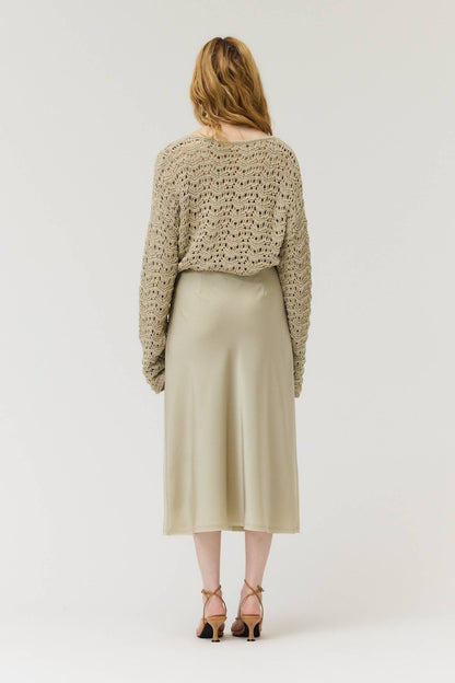 Grade & Gather - 50685 - SATIN MERMAID FIT SKIRT: BLUE DUSK / Contemporary / MEDIUM