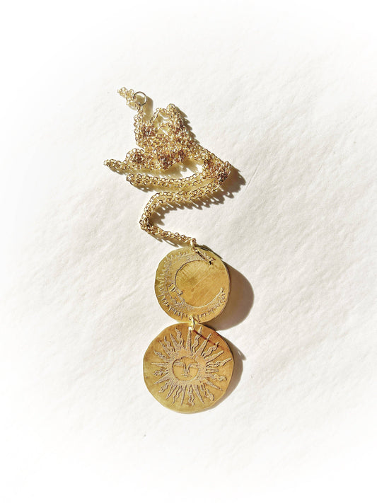storm + stress - Amulets + Talismans Sun And Moon Necklace: Brass