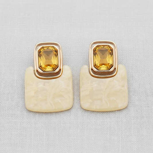 paperln - Resin Rhinestone Square Stud Earrings