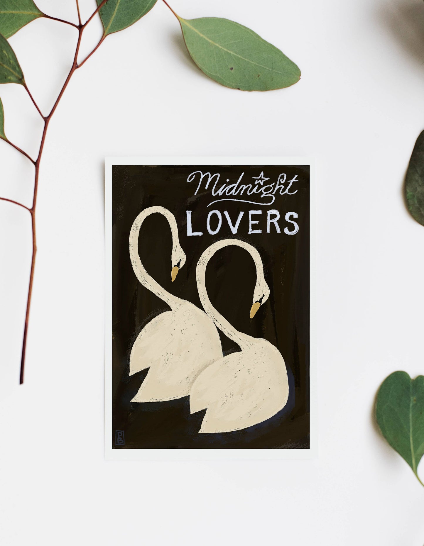 Pascale Berkowitz Studio Art - Swans: Midnight Lovers Giclée Fine Art Print: 11x14