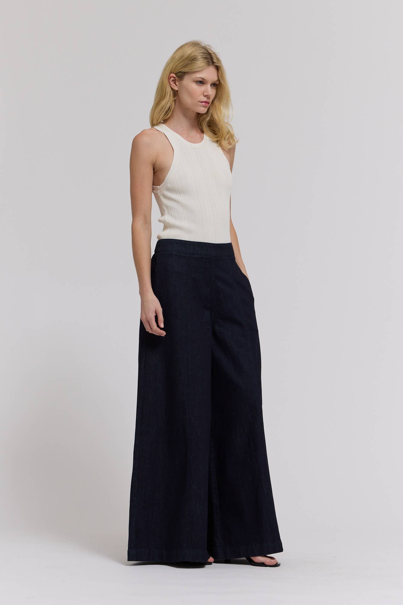 Grade & Gather - 50906BD - DENIM PANEL MAXI SKIRT: DEEP INDIGO / Contemporary / LARGE