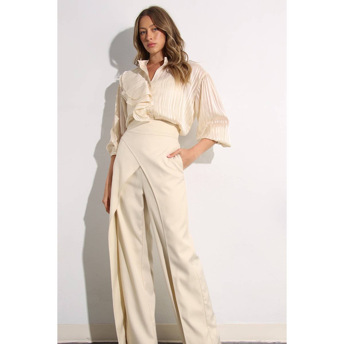 Mulla - FLY AWAY  BACK TIE PANTS: CREAM BEIGE / M