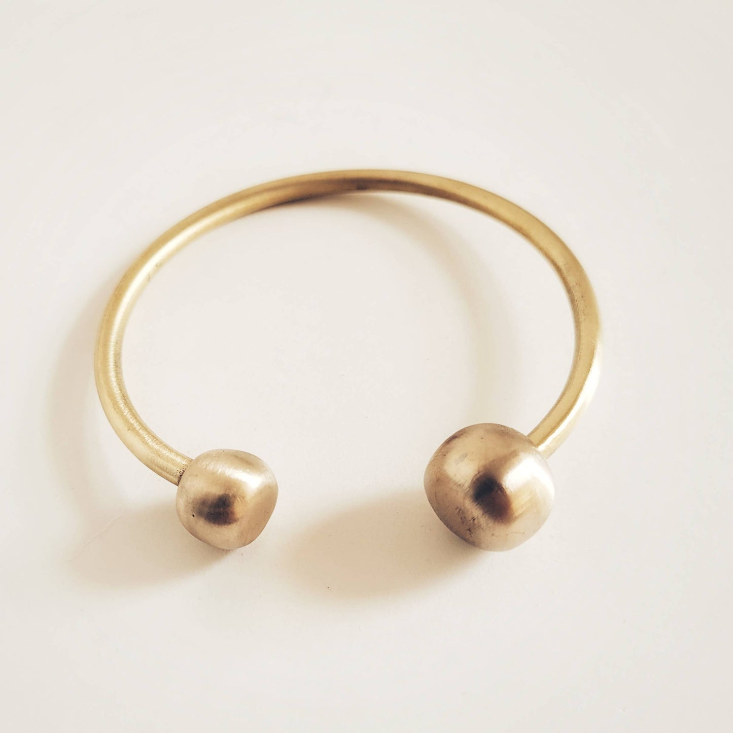 Bisjoux - Wood brass bangle cuff bracelet modern runway designer: 1 wood sphere