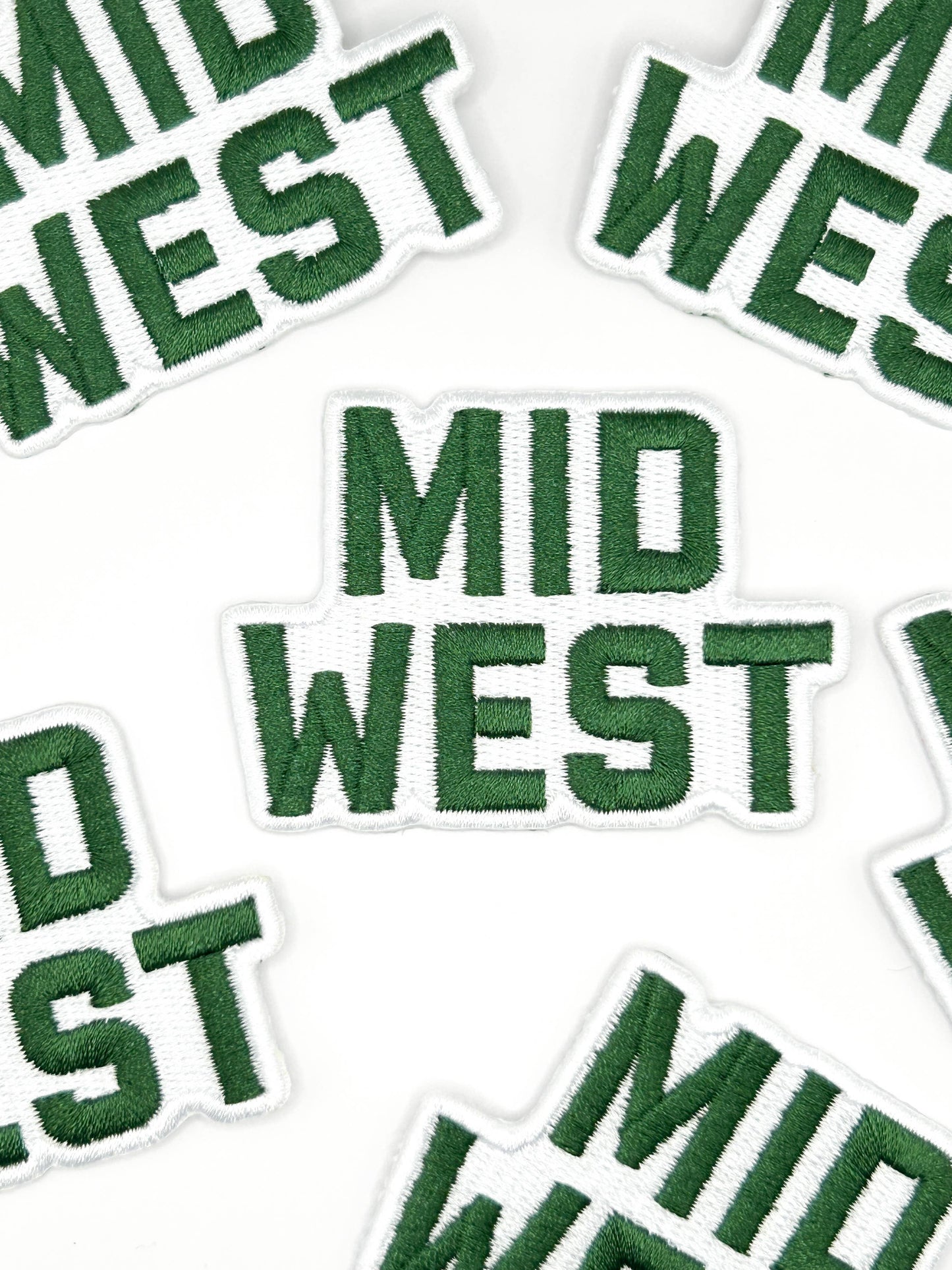 Field Trip Threads - Midwest Embroidered Patch Green Text Patch Regional Pride