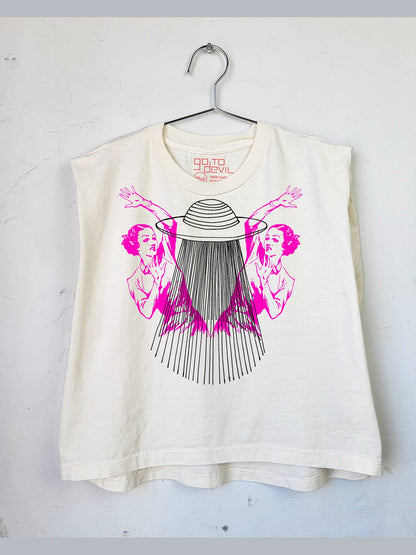 Go To Devil - UFO Ladies Joan Heavyweight Muscle Tee: Pink Lavender / Lg
