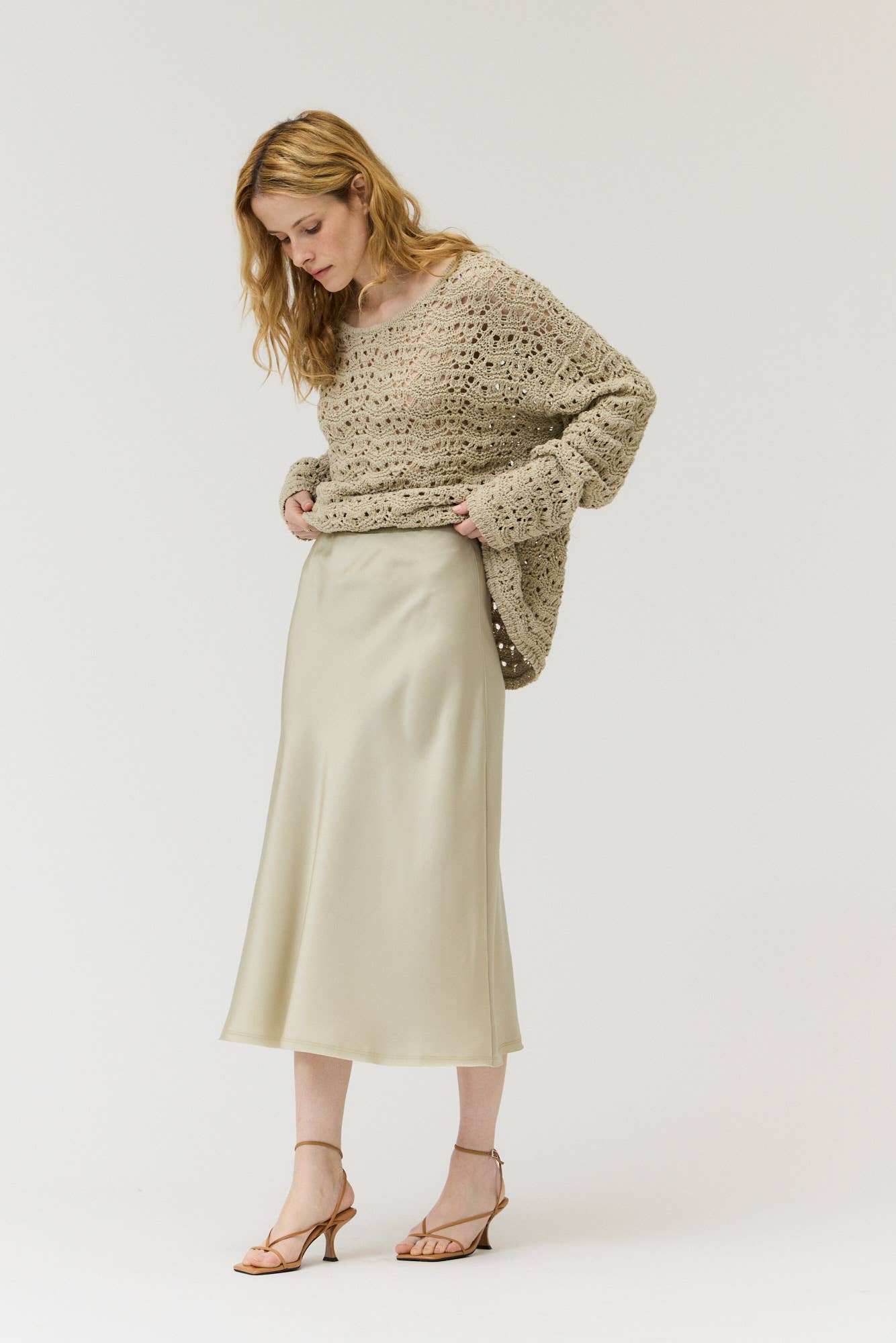 Grade & Gather - 50685 - SATIN MERMAID FIT SKIRT: BLUE DUSK / Contemporary / MEDIUM