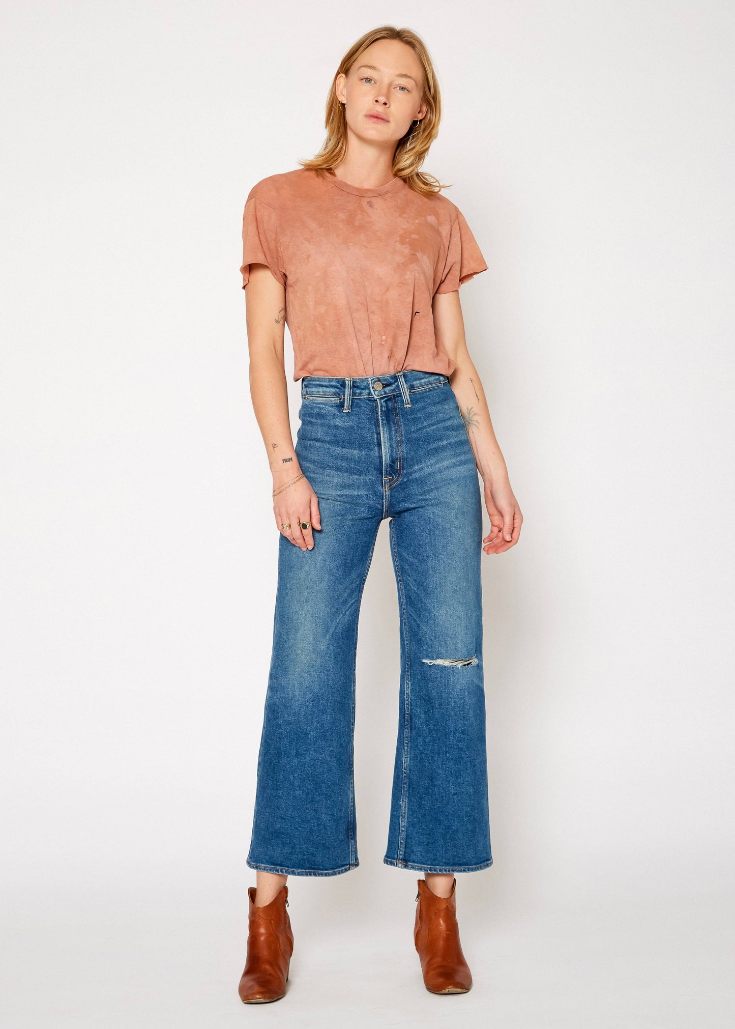 Noend Denim -  Queen High Rise Crop Wide Leg Jeans - Hope Wash: Hope / 26