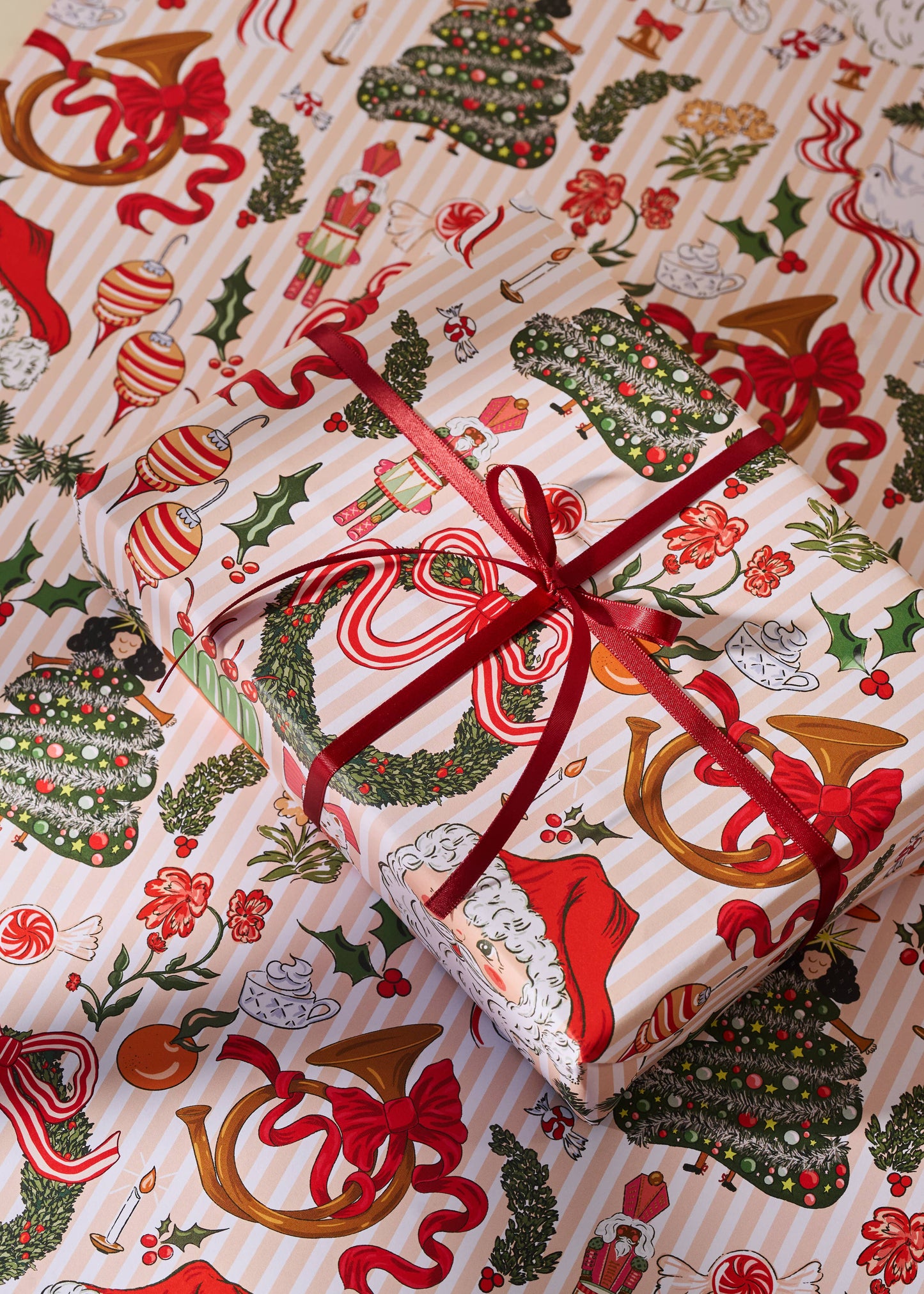 One & Only Paper - Nostalgic Christmas Red Star Checked Gift Wrap | 3 Sheets