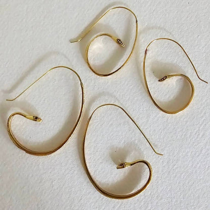 Bisjoux - Brass snake serpent hoop earrings small handcrafted