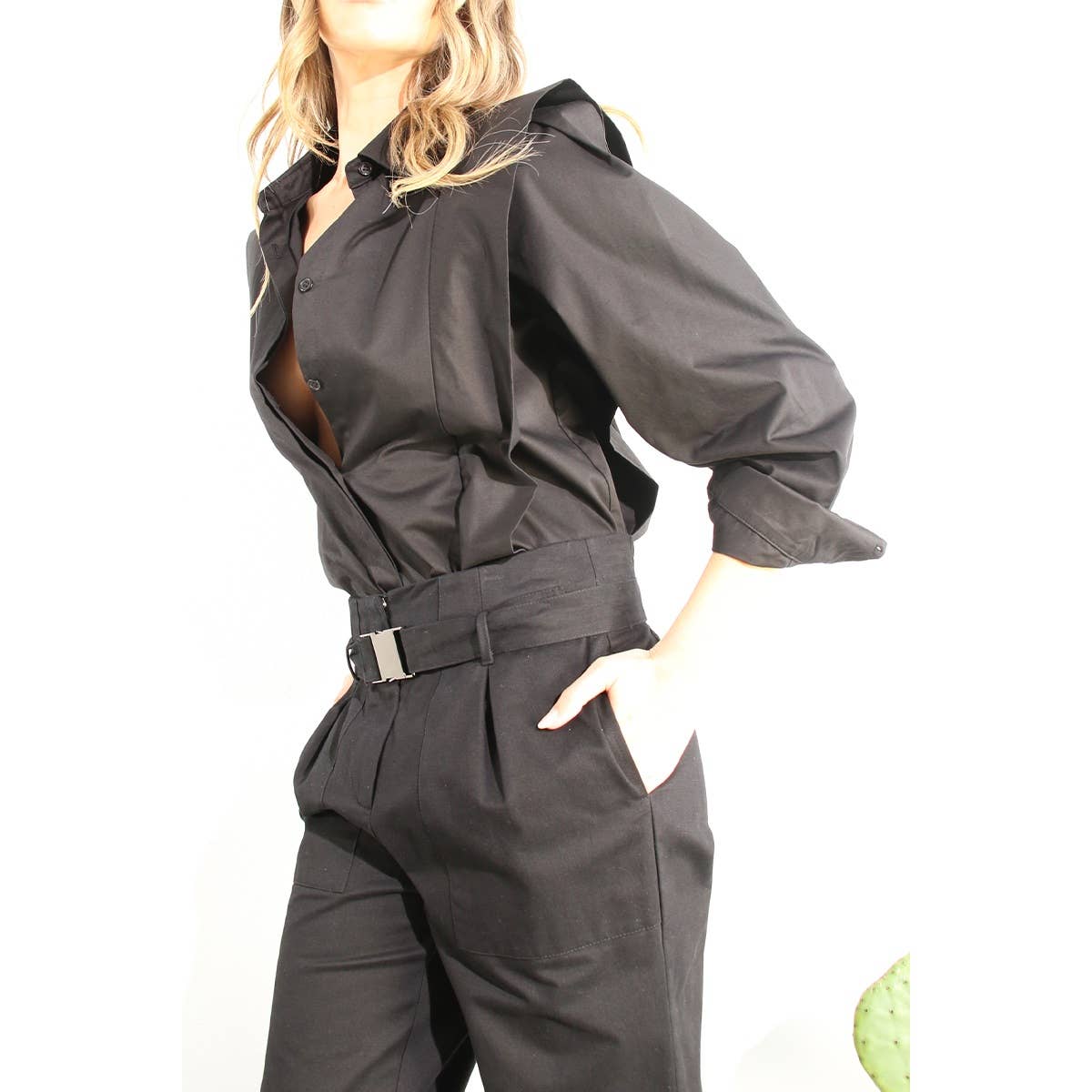 Mulla - SHOULDER LINE FOLD SHIRTS: BLACK / L