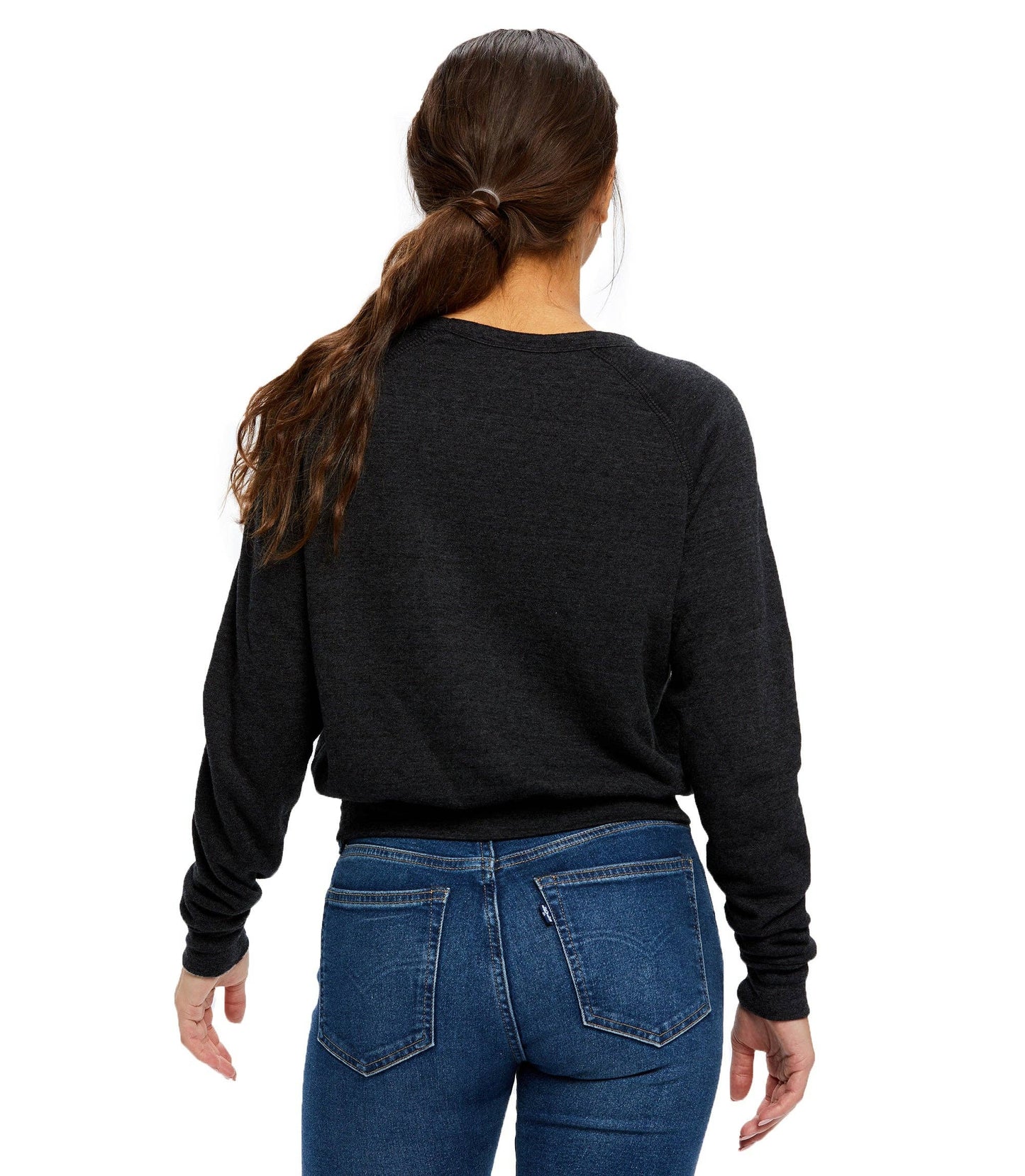US Blanks - Women's Sponge Fleece Cropped Crew Neck Fleece: Tri-navy / L