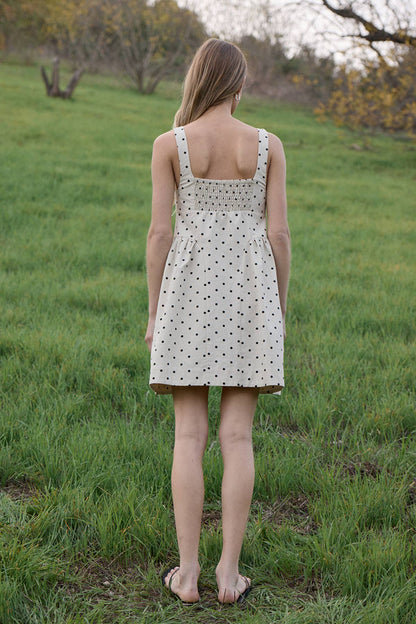 RAISONNEL - Polka Dot Button-Down Mini Dress - RD1256: BEIGE POLKA DOT / S-M-L (3-2-1)