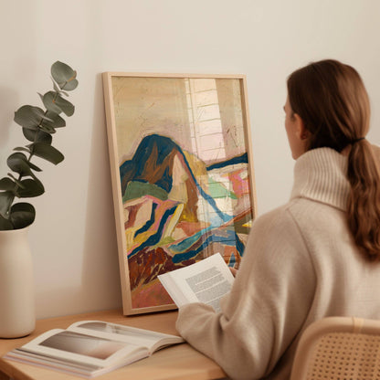 El Baker Art - Jewel Tones Mountain Southwest Abstract Art Print: Unframed, Giclee Paper Print Only / 11×14