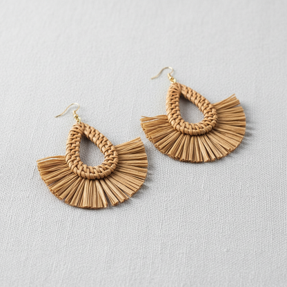 paperln - Geometric Raffia Statement Earrings