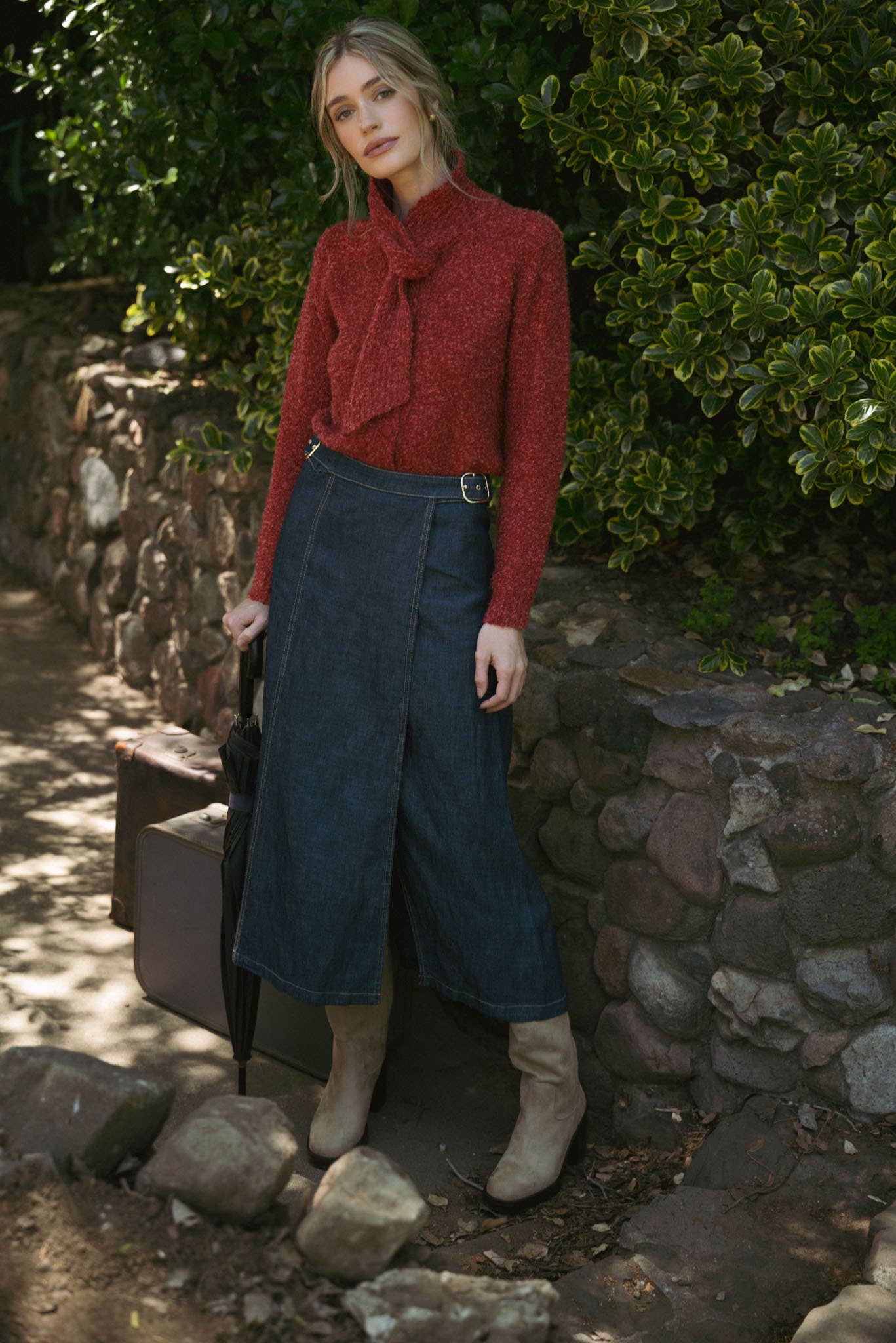 &MERCI - TYING NECK SWEATER CARDIGAN MSW11027: Black / S