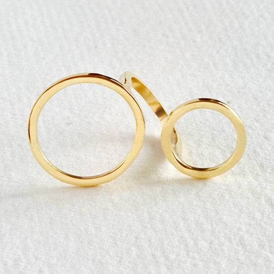 Bisjoux - Brass ring open circle adjustable handmade double ring