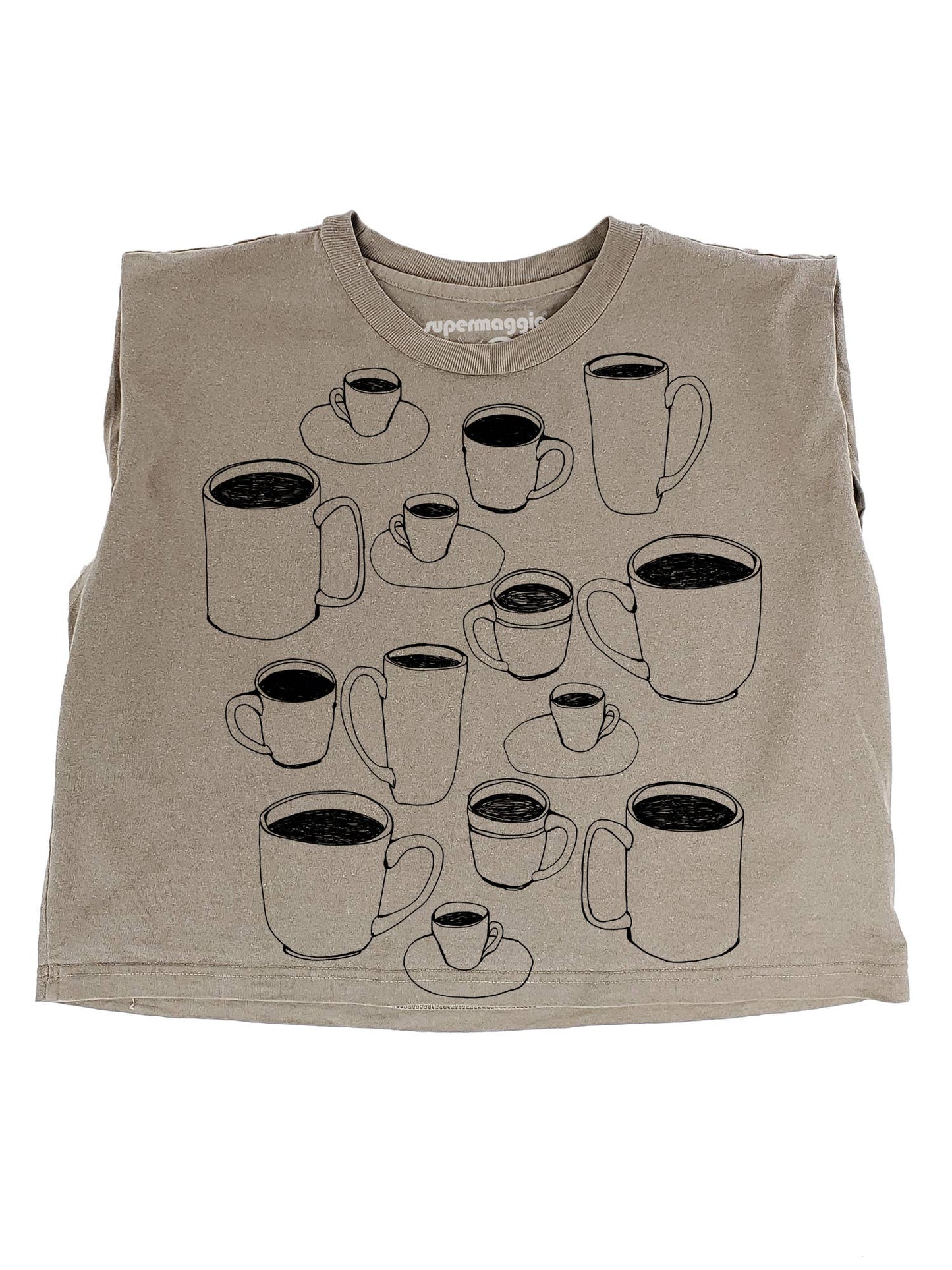 Supermaggie @ Faire - Coffee Cups Maisie Heavyweight Muscle Tee: Off White / Lg