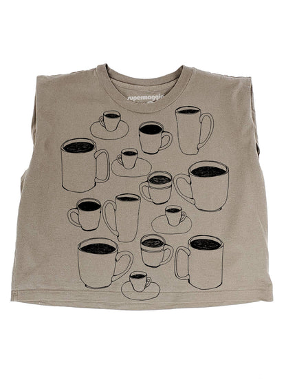 Supermaggie @ Faire - Coffee Cups Maisie Heavyweight Muscle Tee: Off White / Md