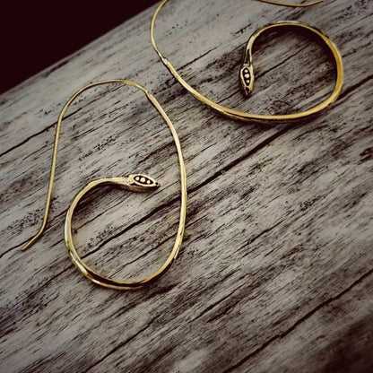 Bisjoux - Brass snake serpent hoop earrings small handcrafted